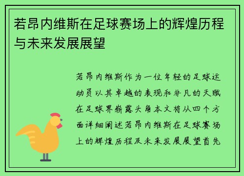 若昂内维斯在足球赛场上的辉煌历程与未来发展展望